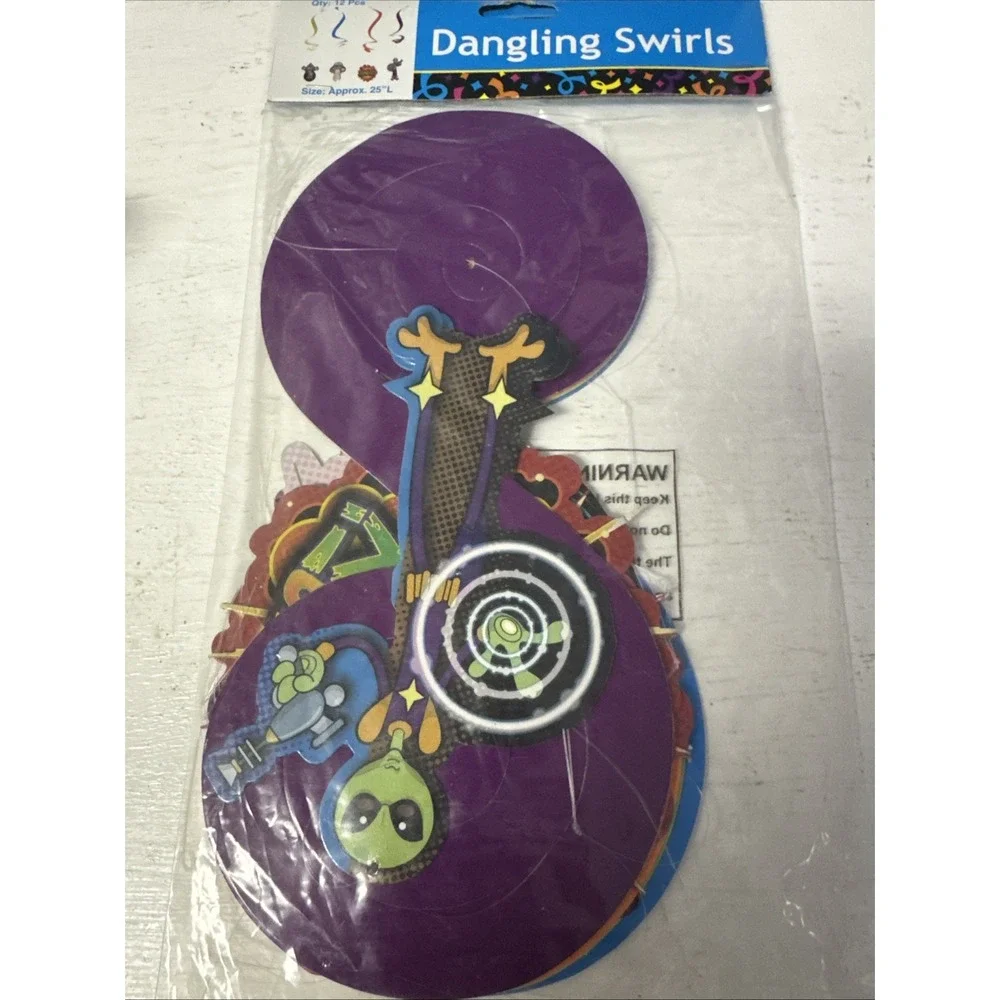 12‎ Alien Whirls: UFO Space Theme Hanging Swirl Party Decorations Kids Birthday